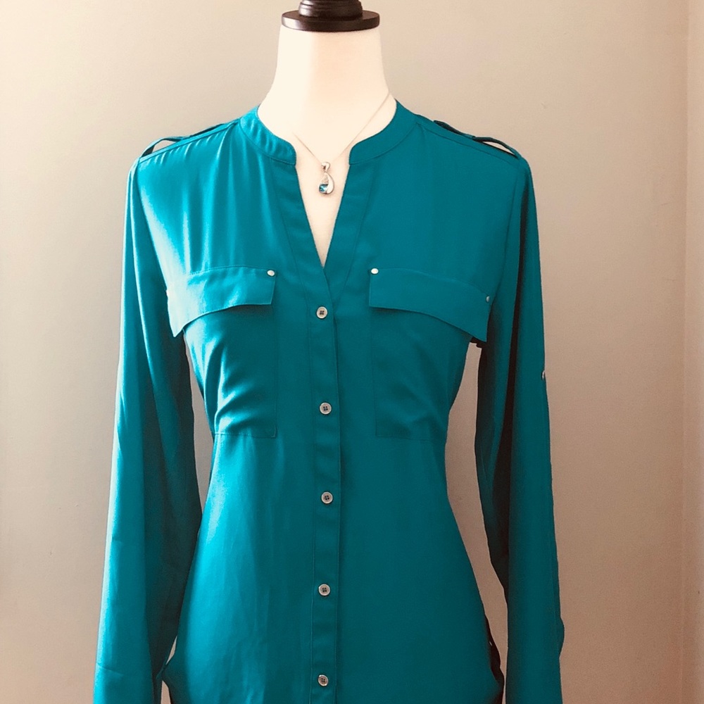 Calvin Klein Women’s Long Sleeve Mixed Media Top